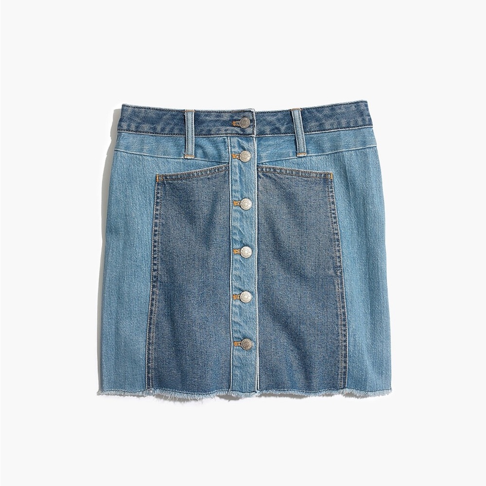 Madewell x ISKO™ Patchwork Jean Skirt denim size 24 - Picture 3 of 7